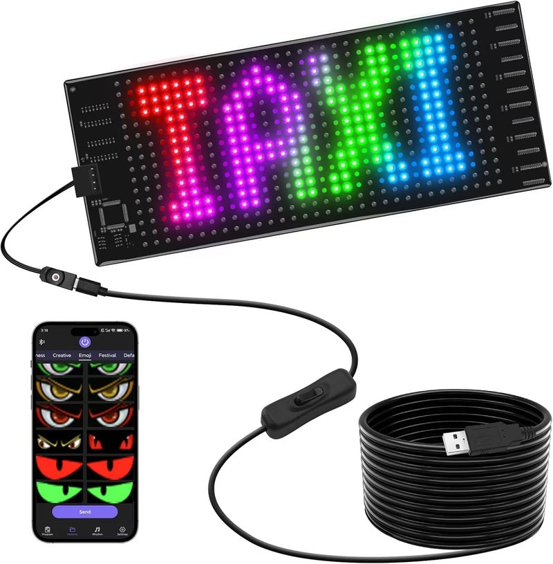 JDVOOTD Scrolling Bright 1PCS Devil Eyes for Cars Windshield - 7in x 3in [ Upgraded Chip Two Screens 100% Synchronized ] Programmable LED Eyes for Motorcycle/Golf Cart/SUVs - Image 1